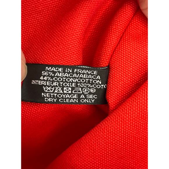 Hermes Bain Zip Tote Large Red Canvas Bag w Attached Interior Pouch Riri Zip - Picture 6 of 16